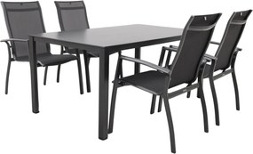 Kettler Legato Curve/Cubic 4-persoons stapelbare tuinset 160x95 cm. - Antraciet