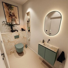 MONDIAZ TURE-DLUX 60cm toiletmeubel Army. EDEN wastafel Frappe positie midden. Zonder kraangat. TUREDX60ARMM0FRA