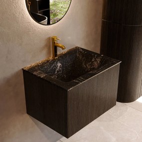 Mondiaz Kurve-dlux 60cm badmeubel shadow met 1 lade en wastafel cloud midden 1 kraangat lava