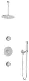 Hotbath Buddy IBS1 Regendoucheset - 2 stopkranen - 30cm plafondarm - 20cm ronde hoofddouche - staafhanddouche - chroom IBS1CR3