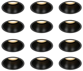 Set van 12 inbouwspots zwart GU10 50mm IP44 - Dept Modern GU10 rond Binnenverlichting Lamp
