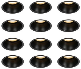 Set van 12 inbouwspots zwart GU10 50mm IP44 - Dept