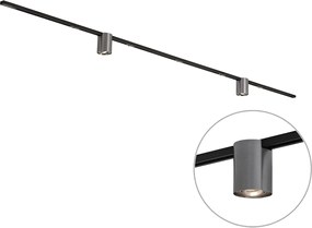 Modern railsysteem zwart met 2 spots gunmetal 1-fase - Iconic Rondoo Up