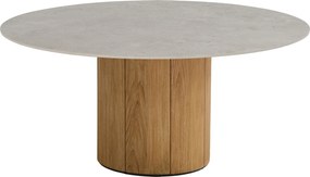 Bosco low dining tuintafel 160xH69 cm rond keramiek sabbia panna rustic teak Taste 4SO