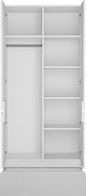 Kledingkast Versori 110, Wit, Lichtgrijs, 193x84x60cm, 140 kg, Kledingkast deuren: Met scharnieren