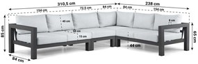 Hoek loungeset 6 personen Aluminium Grijs  Lifestyle Garden Furniture Luca