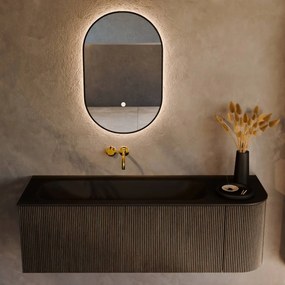 Mondiaz Kurve 135cm badmeubel ronding rechts shadow met 1 lade en deur en wastafel big medium links zonder kraangat urban
