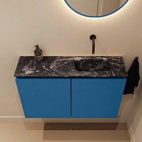 Mondiaz Ture DLux toiletmeubel 80cm jeans met wastafel lava rechts zonder kraangat