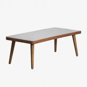 Marilia Salontafel Van Cement En Acaciahout Grijs & 110 X 50 Cm - Sklum