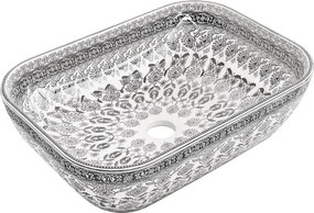 Mexen Rita opzetwastafel 45 x 32 cm, wit/zwart patroon - 21084586