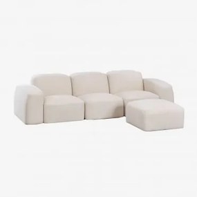 Bastian 3-delige Modulaire Bank En Poef Chenille Dik Wit - Sklum