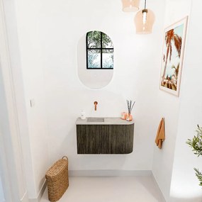 Mondiaz Joya DLux 70cm toiletmeubel ronding rechts shadow met wastafel faye links zonder kraangat glace