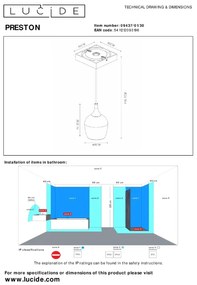 Lucide Preston plafondlamp 50W zwart mat