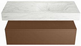 Mondiaz Alan DLux badmeubel 110cm rust 1 lade met wastafel opalo rechts zonder kraangat