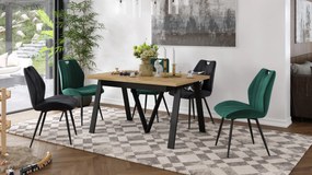 AVERY eik Artisan/onderkant zwart - LOFT/INDUSTRIËLE TAFEL VOOR WOONKAMER / EETKAMER UITKLAPBAAR TOT 330 cm!