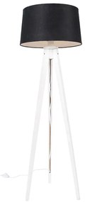Moderne tripod wit met linnen kap zwart 45 cm - Tripod Classic