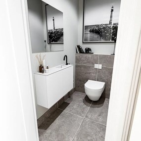 Zaro Polly toiletmeubel 80cm mat wit met witte wastafel met kraangat rechts