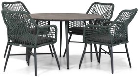 Tuinset Ronde Tuintafel 125 cm Rope Groen 4 personen Domani Furniture Foris/Matale