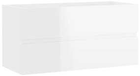 vidaXL Wastafelkast 90x38,5x45 cm spaanplaat hoogglans wit