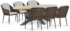 Tuinset 6 personen 240 cm Aluminium/wicker Grijs Coco Olivine/Diogo