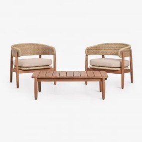 Ribeira Tuinset Met 2 Fauteuils En Salontafel Van Acaciahout Acacia Bruin - Sklum