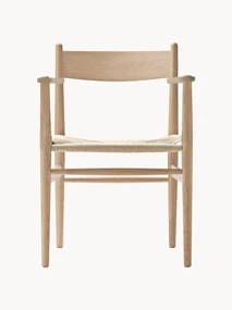 Houten fauteuil CH37 met handgeweven zitting