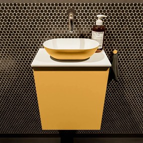 Mondiaz Fowy toiletmeubel 40cm ocher met gele waskom midden zonder kraangat