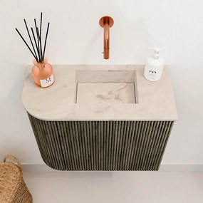 Mondiaz Joya DLux 50cm toiletmeubel ronding links shadow met wastafel faye rechts zonder kraangat frappe