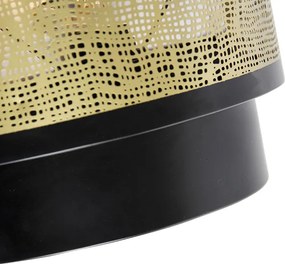 Vintage wandlamp zwart met messing 30x25 cm - Kayleigh