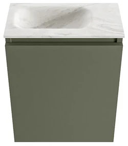 Mondiaz Ture DLux toiletmeubel 40cm army met wastafel ostra links met kraangat