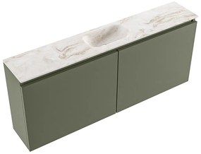 Mondiaz Ture DLux toiletmeubel 120cm army met wastafel frappe midden met kraangat