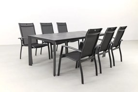Kettler Legato/Edge stapelbare aluminium tuinset voor 6 personen 220x95 cm. - Antraciet