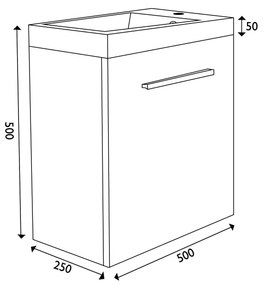 Mueller Eline toiletmeubel hoogglans wit 50x25x50cm