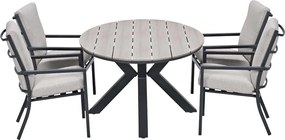 Garden Impressions Senja tuinset 5-delig sandstone - Tulli tuintafel 180x115 cm - light teak vironwood