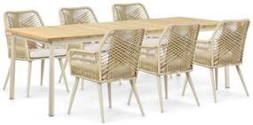 Tuinset 6 personen 240 cm Aluminium/Rope Taupe Coco Vedra/Milou