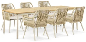 Tuinset 6 personen 240 cm Aluminium/Rope Taupe Coco Vedra/Milou