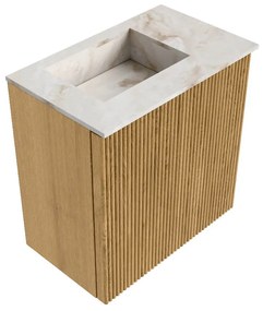 Mondiaz Joya DLux 40cm toiletmeubel oak met wastafel faye links zonder kraangat frappe