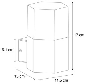 Buiten wandlamp zwart met smoke glas zeshoek IP44 - Denmark Modern E27 IP44 Buitenverlichting