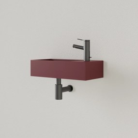 Sanigoods Nano fontein rechts wijn rood met kraangat 36x18cm
