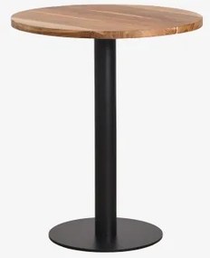 Ronde Barkruk Van Acaciahout Xiren Ø70 Cm & Acaciahout - Zwart - Sklum