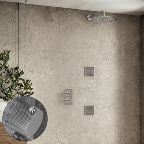 Saniclear Talpa Curved inbouw regendouche 20cm met vierkante massagejets en muurarm chroom