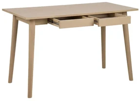 Scandinavisch Bureau Eiken Met Twee Lades - 120 X 60cm.