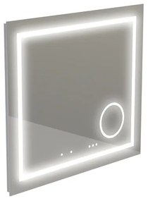 Thebalux Type I spiegel 80x75cm Rechthoek met verlichting, bluetooth en spiegelverwarming incl vergrotende spiegel led aluminium 4SP80020