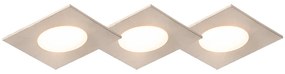 Buitenlamp Set van 3 inbouwspots vierkant staal incl. LED IP65 - Simply Modern IP65 Buitenverlichting Lamp