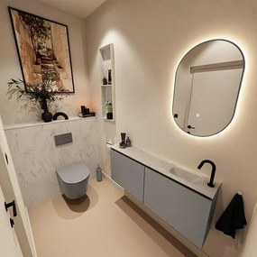 MONDIAZ TURE-DLUX 120cm toiletmeubel Smoke. EDEN wastafel Opalo positie rechts. Met 1 kraangat. TUREDX120SMOR1OPA