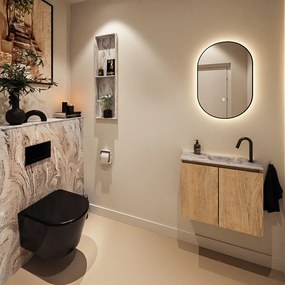 Mondiaz Ture DLux toiletmeubel 60cm washed oak met wastafel glace rechts met kraangat