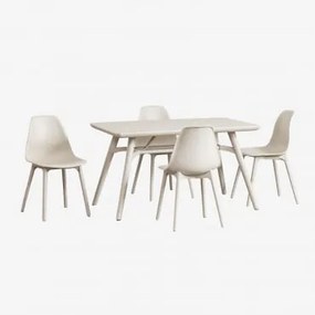 Rechthoekige Tuintafelset 135x80 Cm Met 4 Stoelen Van Polypropyleen Scand Tapioca Beige - Sklum