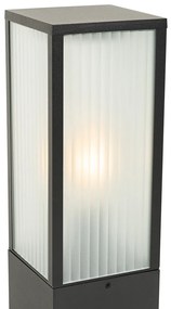 Smart staande buitenlamp met dimmer zwart met ribbel glas 40 cm incl. Wifi A60 - Charlois Modern E27 IP44 Buitenverlichting