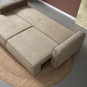 Tweepersoons Slaapbank Ribstof Beige