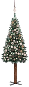 vidaXL Kerstboom met LED's en kerstballen smal 180 cm groen